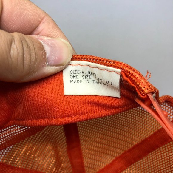 Vtg 1985 Times Nissan Grand Prix of Endurance Snapback Trucker Hat Orange White - Picture 10 of 10